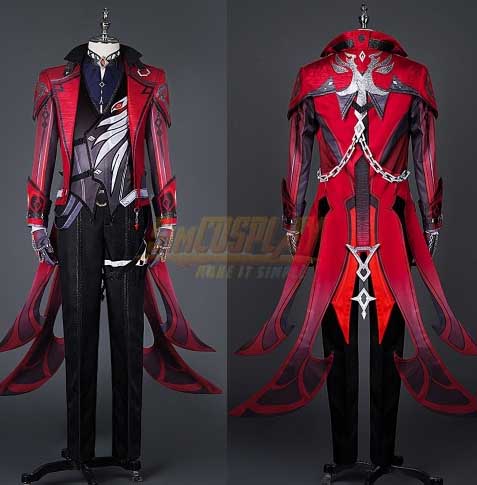 Red Dead of Night Diluc Cosplay Costume Genshin Impact Suit
